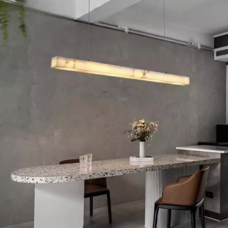 Minimalist Linear Alabaster LED Chandelier
