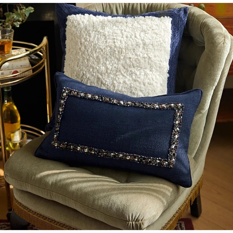 Navy Blue Lumbar Pillow Case