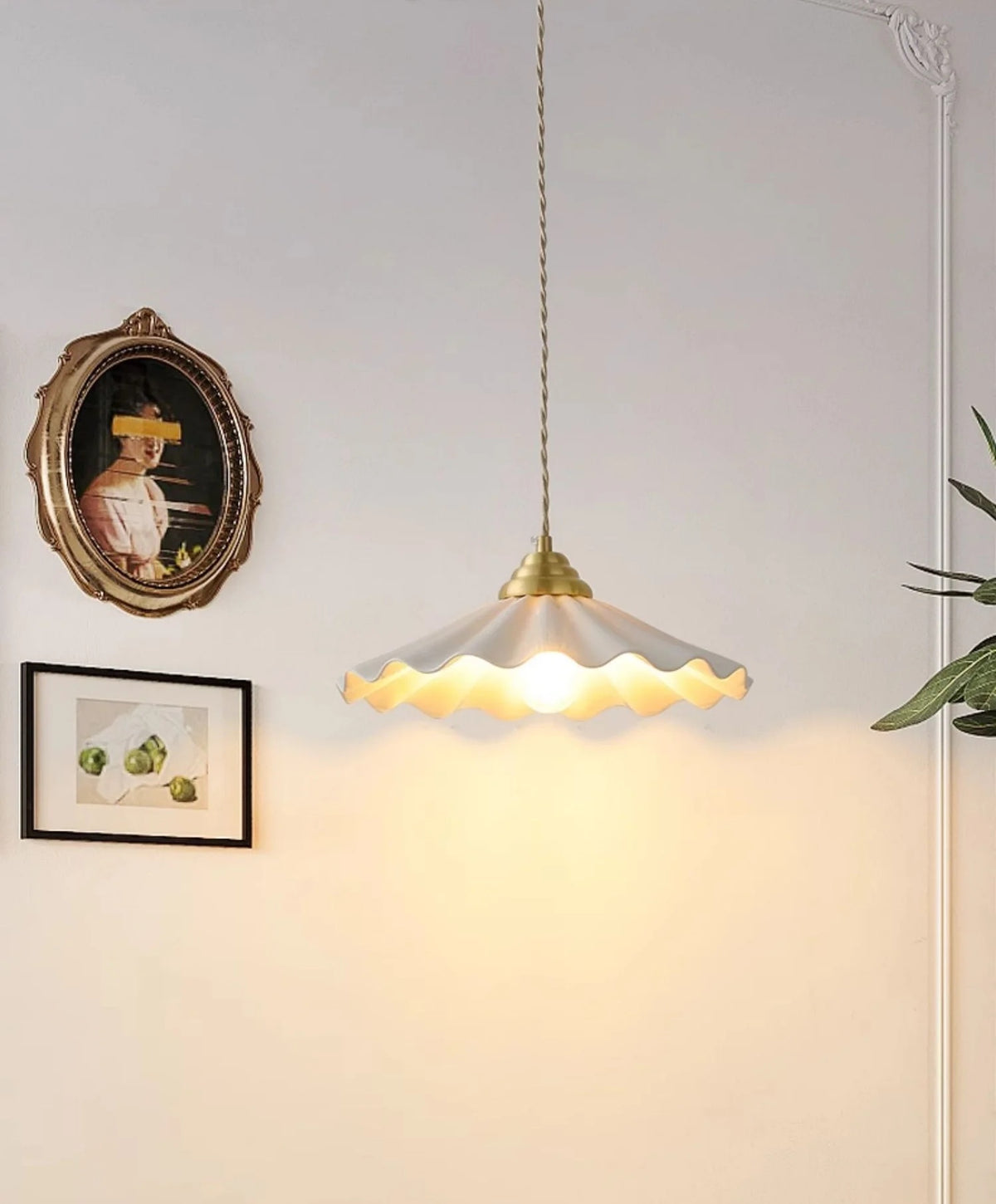 Lucie Pleated Ceramic Pendant Light