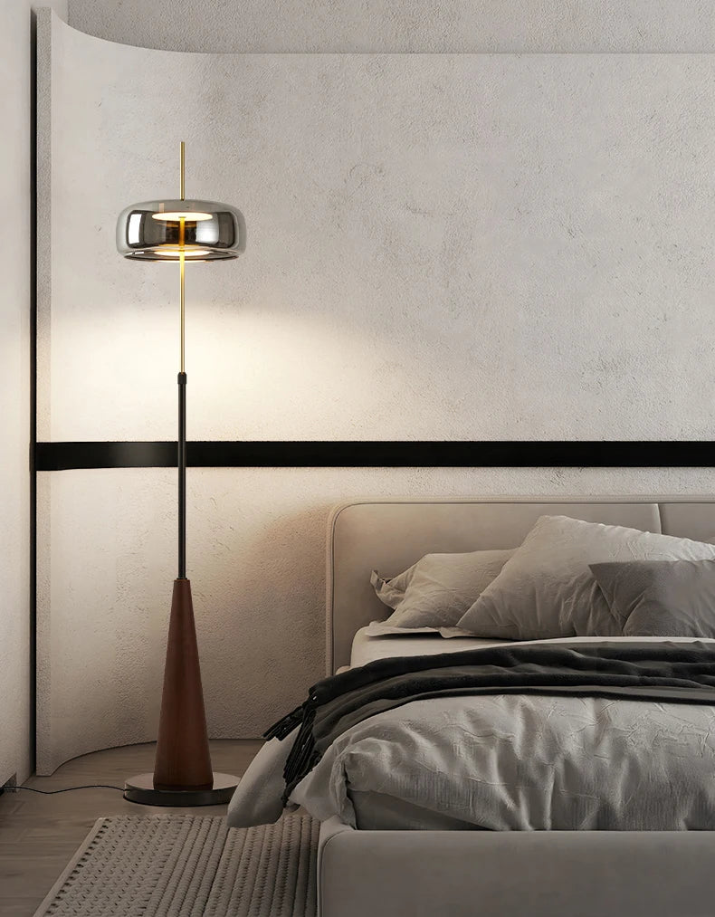 Mallory Glass Floor Lamp, Smoky Gray