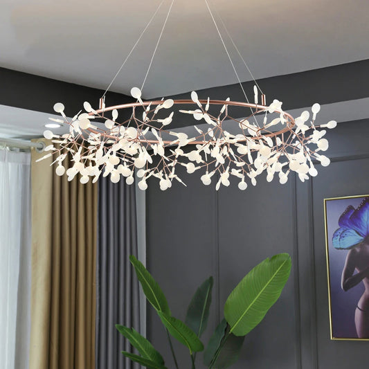 Heracleum Rose Gold Branch Round Chandelier