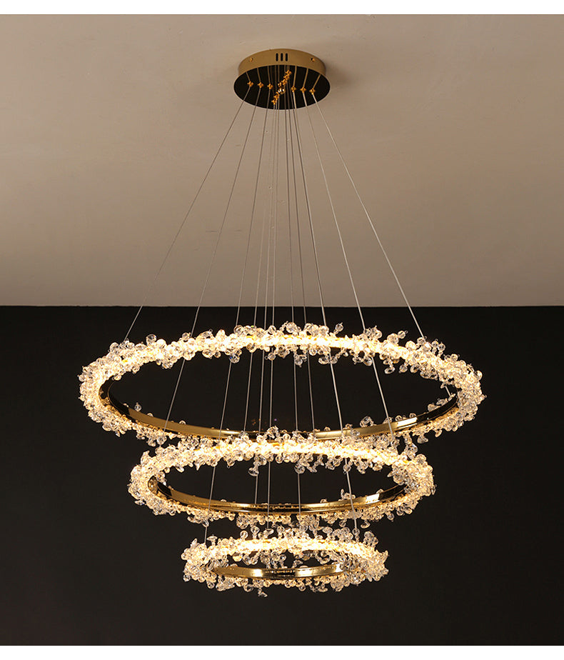 Starveil Crystal Pebbles Ring LED Chandelier