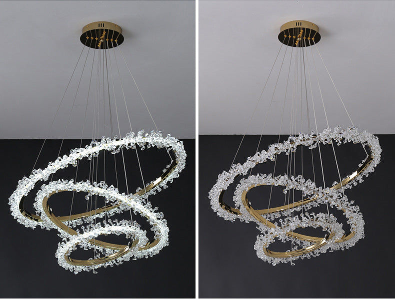 Starveil Crystal Pebbles Ring LED Chandelier