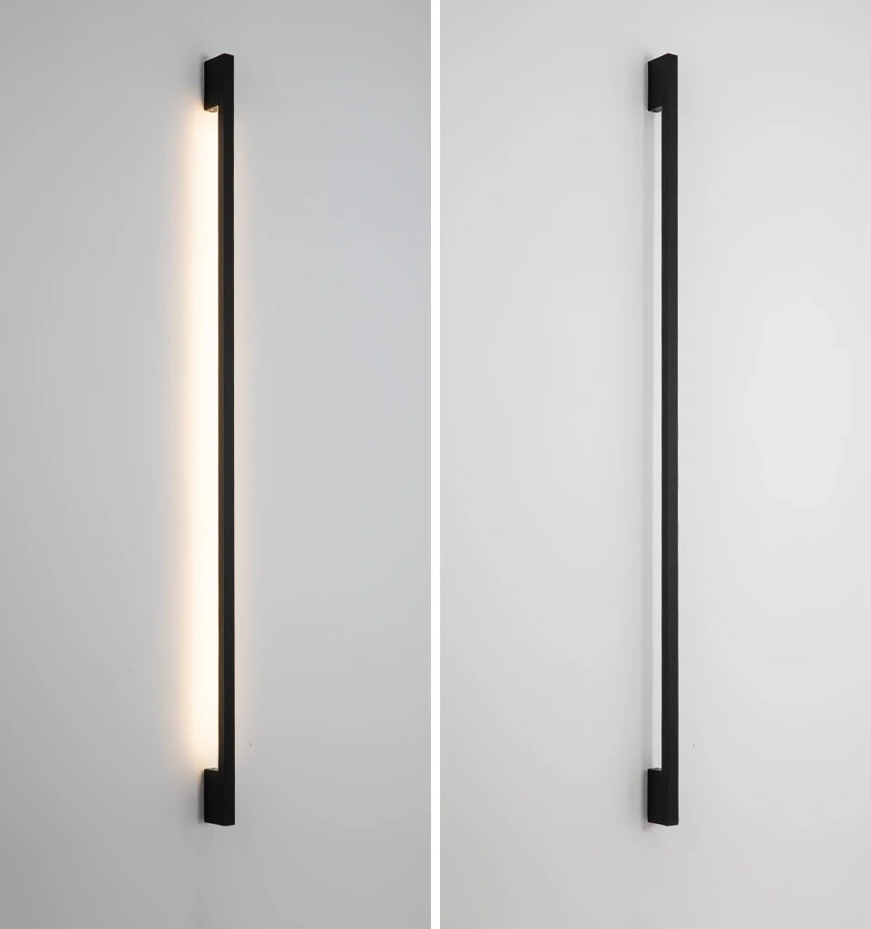 Minimalist Slim Black Waterproof LED Wall Light