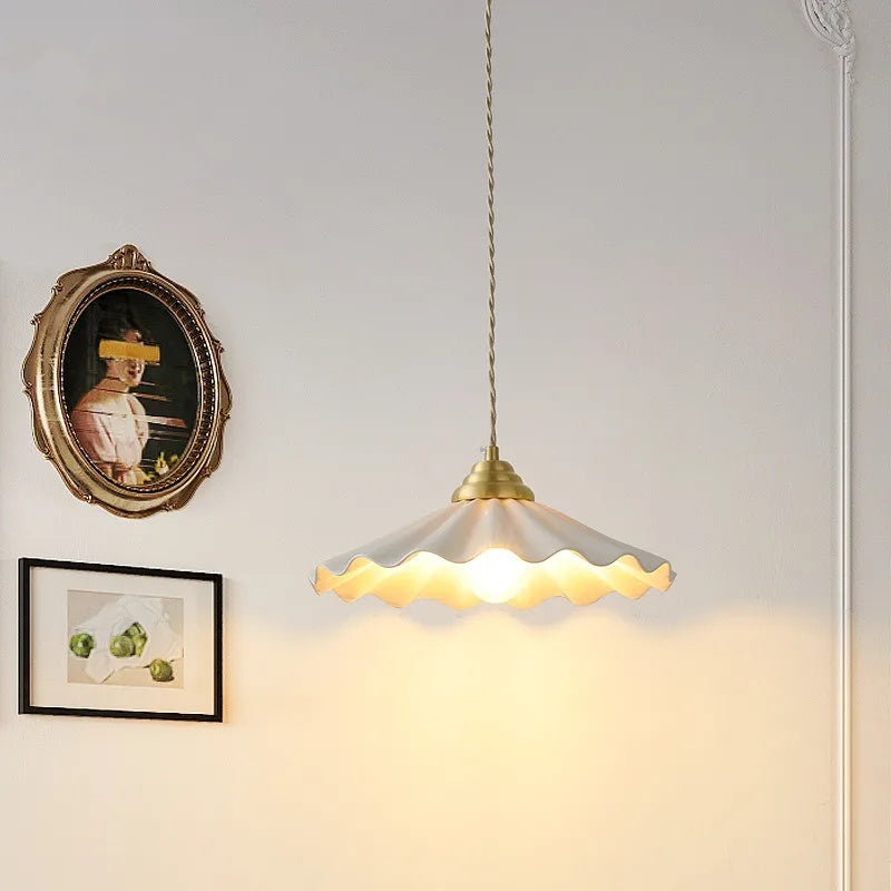 Lucie Pleated Ceramic Pendant Light