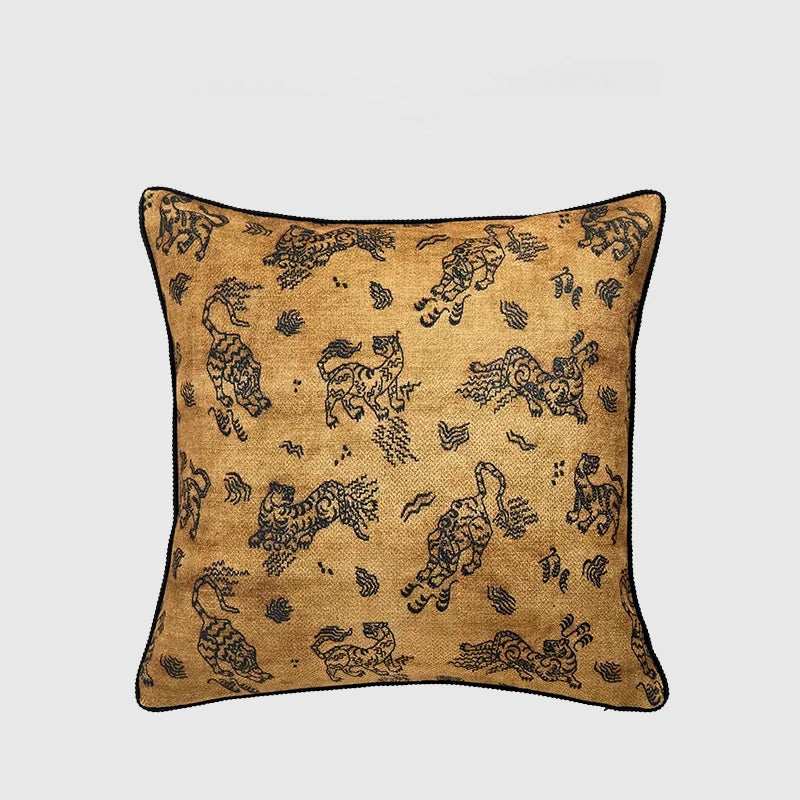 Antique Tibetan Tiger Motifs Decorative Pillow case