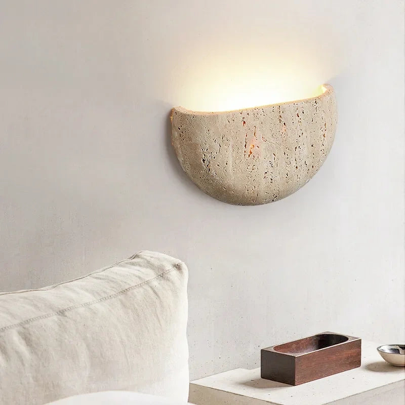 Matera Half Moon Travertine Wall Sconce