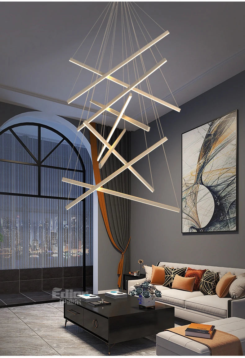 Hoell Geometry Layered Multi-Layers LED Chandelier, Black