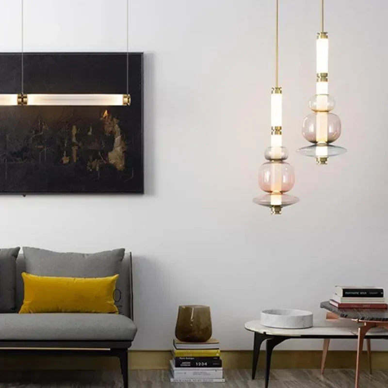 Italian Flute Linear Tube Glass Chandelier