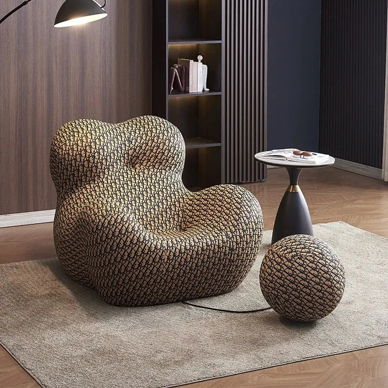 Bauhaus Striped Bean Sofa with Ottoman