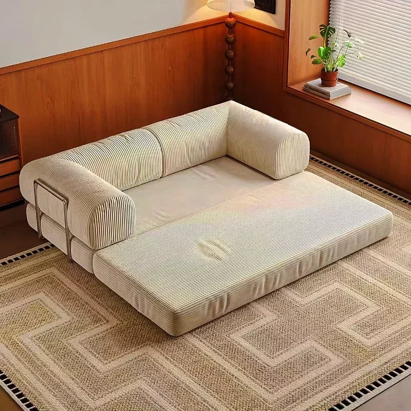 Foldable Corduroy Sofa Bed – Modern Minimalist Living Room Seating for Small Spaces