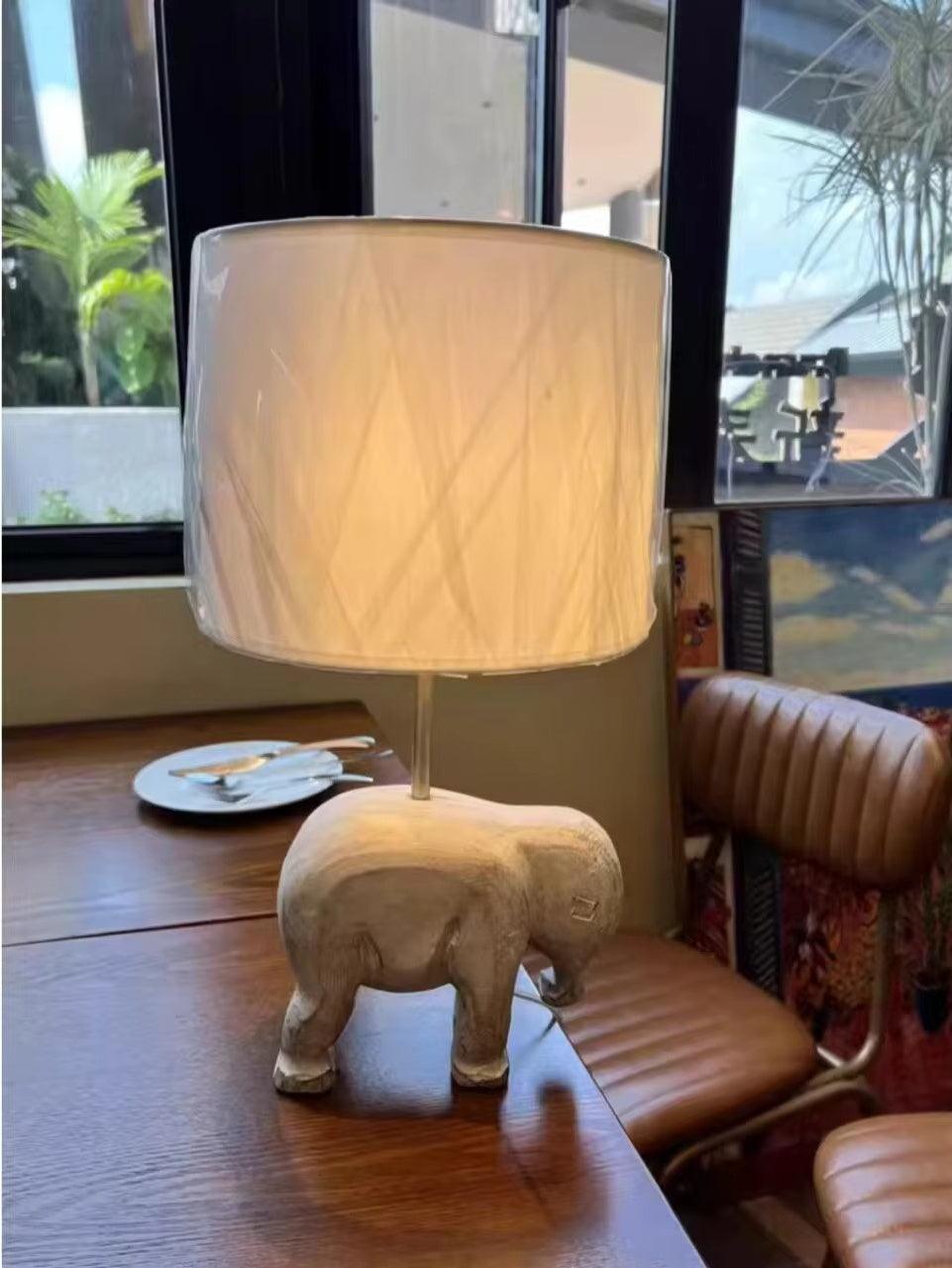 Fable Animal & Moon Wood Table Lamp