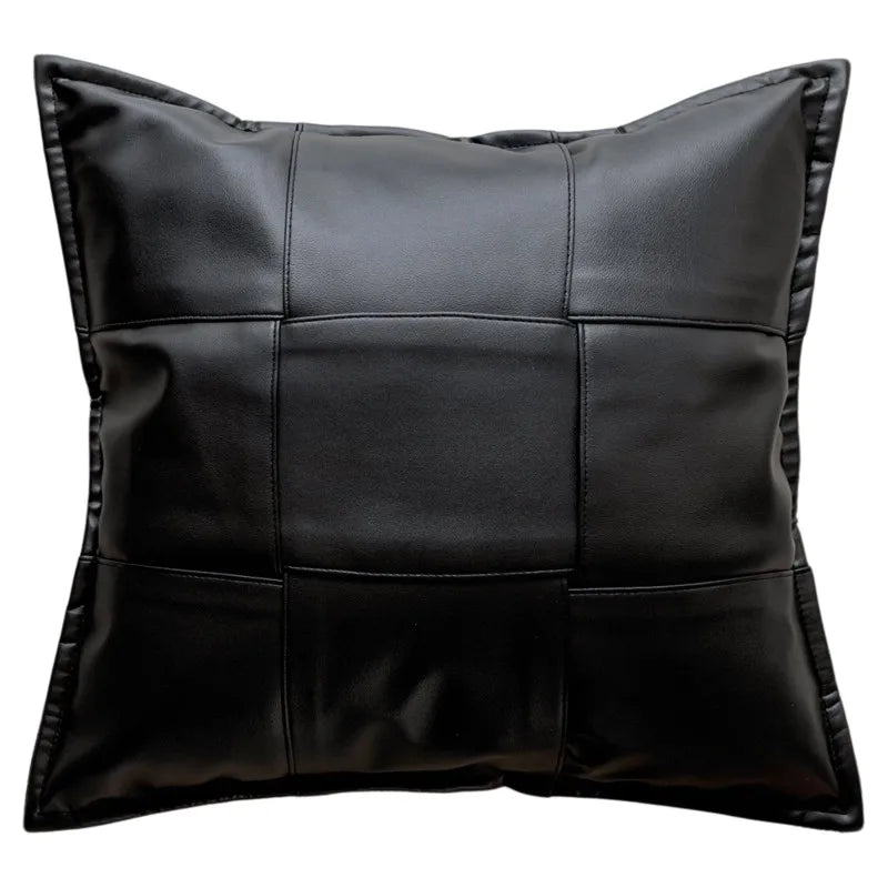 Modern Woven Faux Leather Cushion Cover