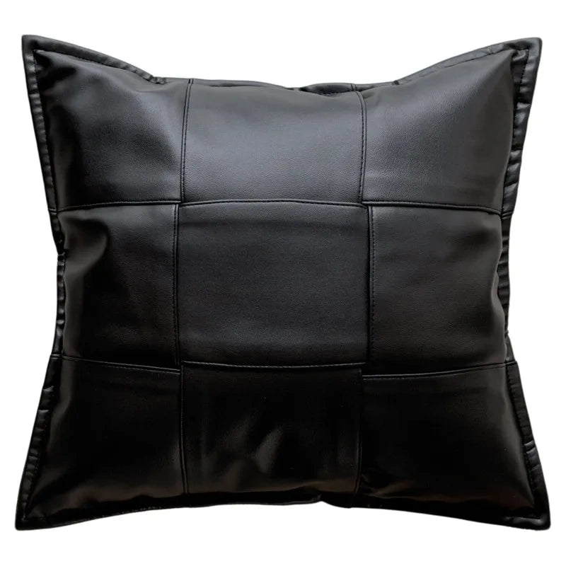 Modern Woven Faux Leather Cushion Cover