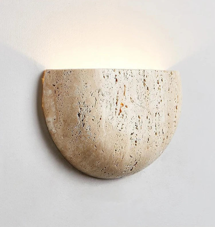 Matera Half Moon Travertine Wall Sconce