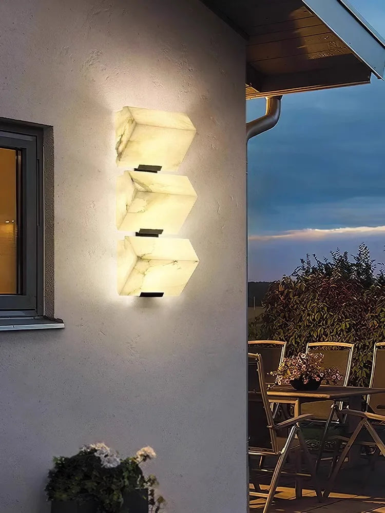 Outdoor Alabaster LED Wall Sconce, Waterproof