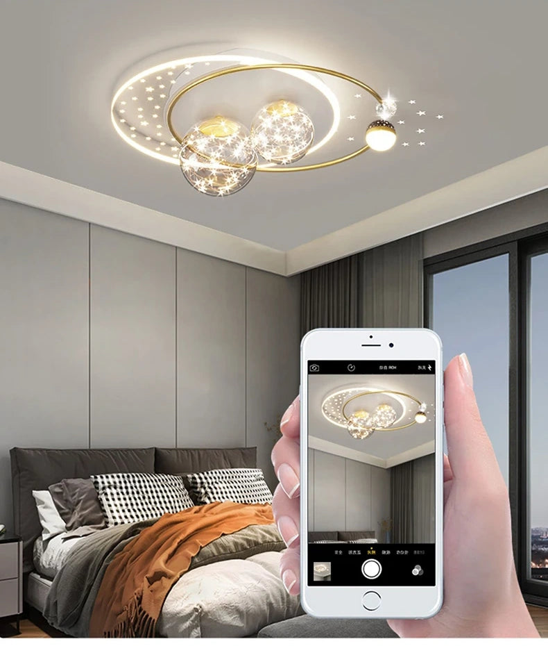 Starry Orbit Halo LED Flush Mount Light