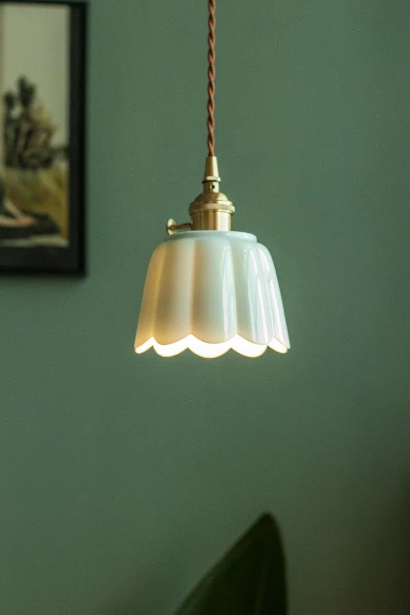 Celestine Floral Scalloped Ceramic Pendant Light