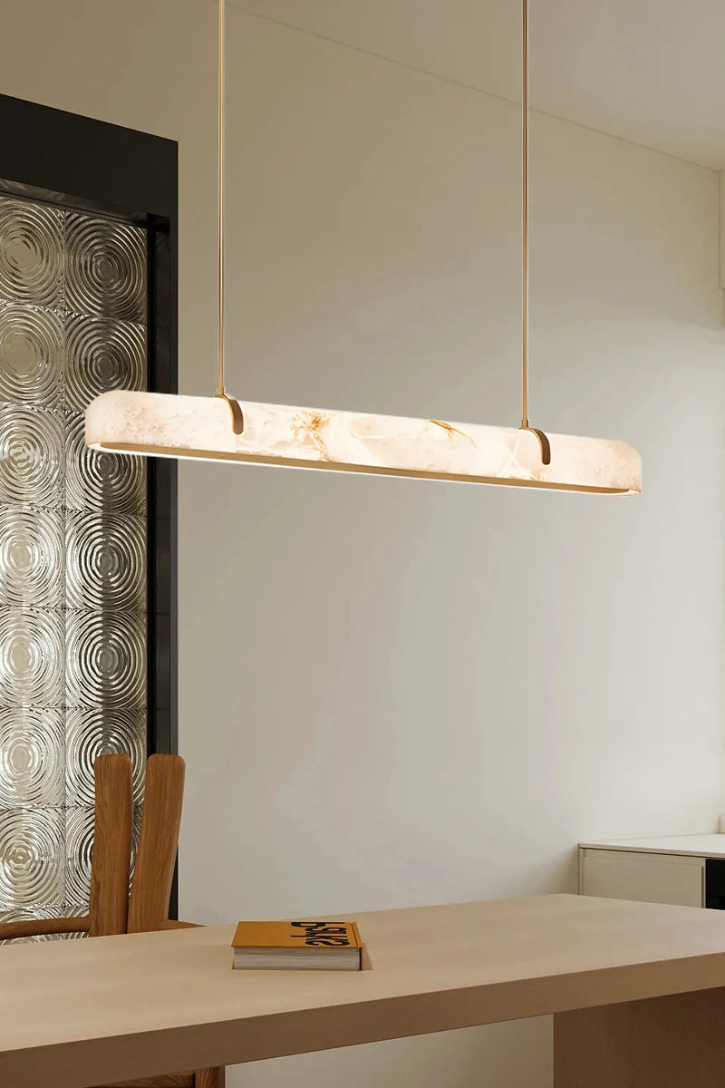 Modern Linear Kitchen Island Alabaster Pendant Light