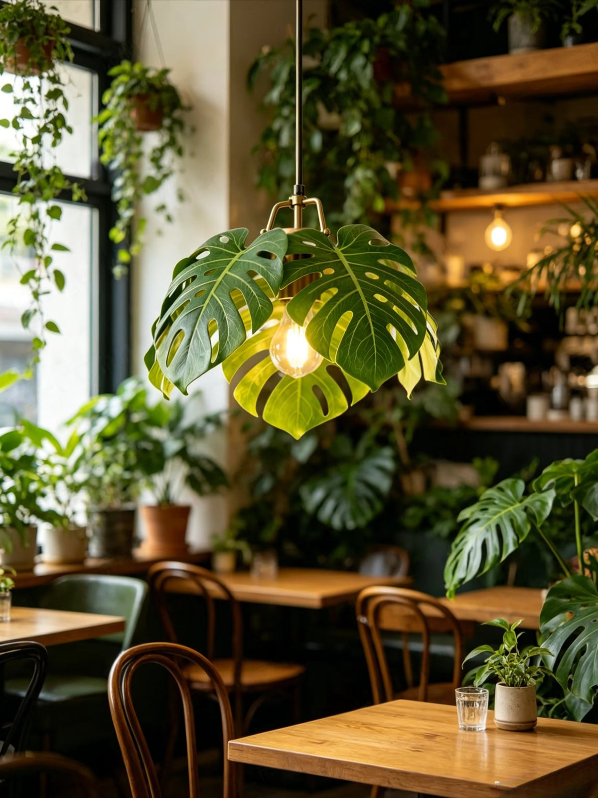 Palmera Monstera Leaf Resin Pendant Light