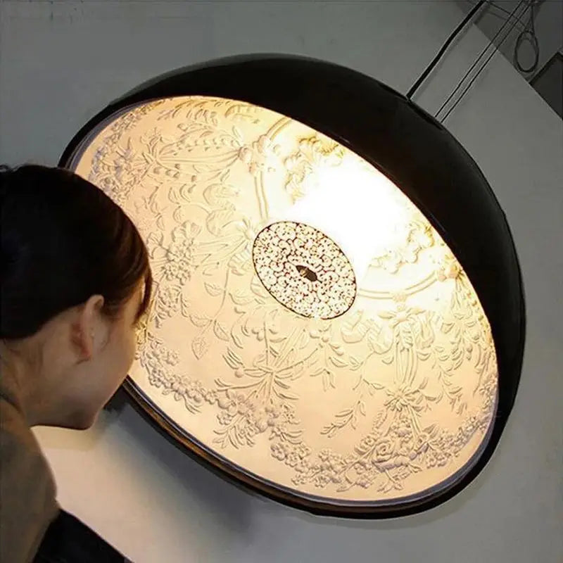 Resin Floral Relief Bloom Dome Pendant Light