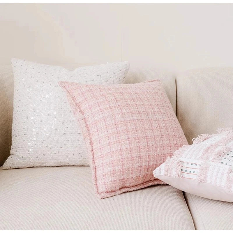 Pink Patchwork Pillow Case Modern Luxury Decorative Cushion