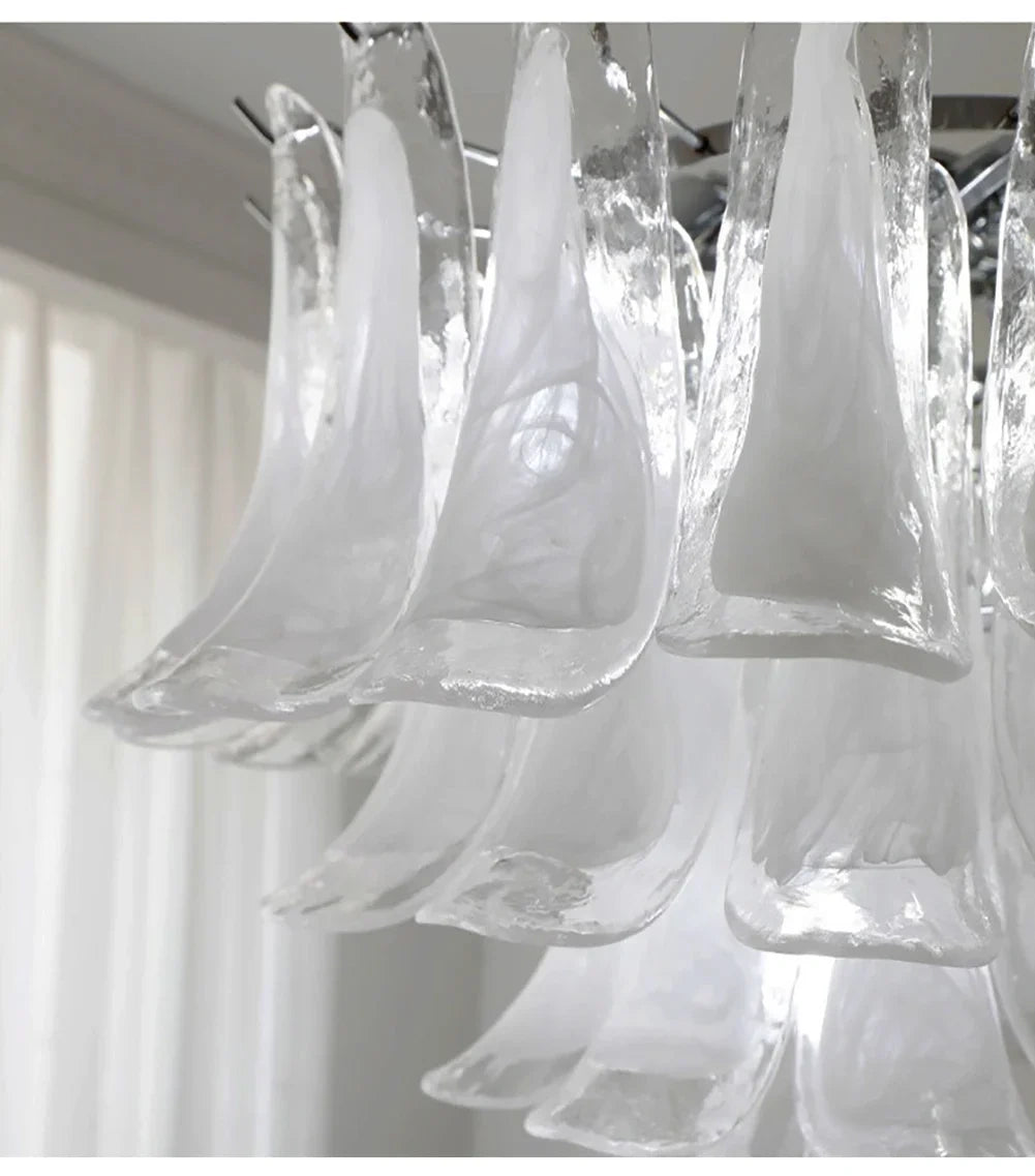Alessia White Jade Glass Branch Chandelier