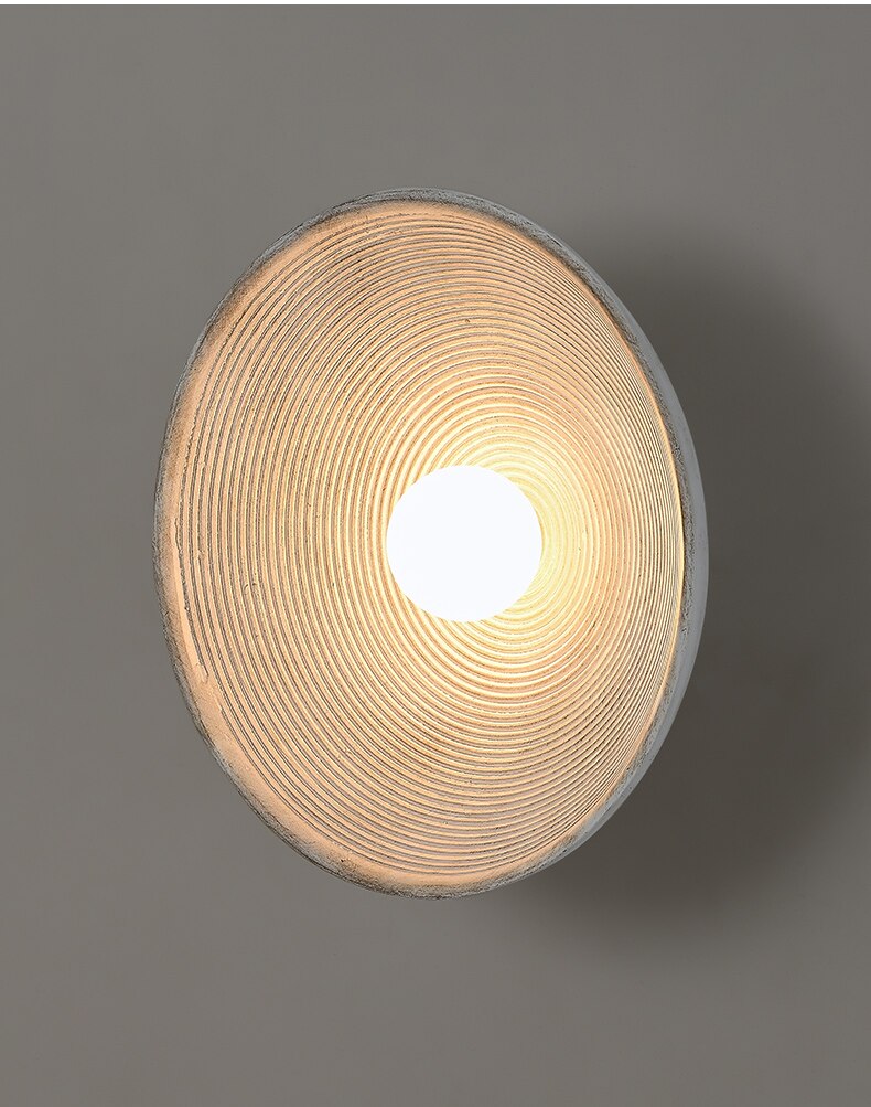 Wood Annual Ring Wall Lamp with Glass Lampshade