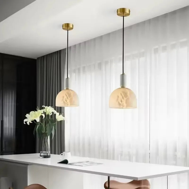 Luna Dome Alabaster Pendant Light