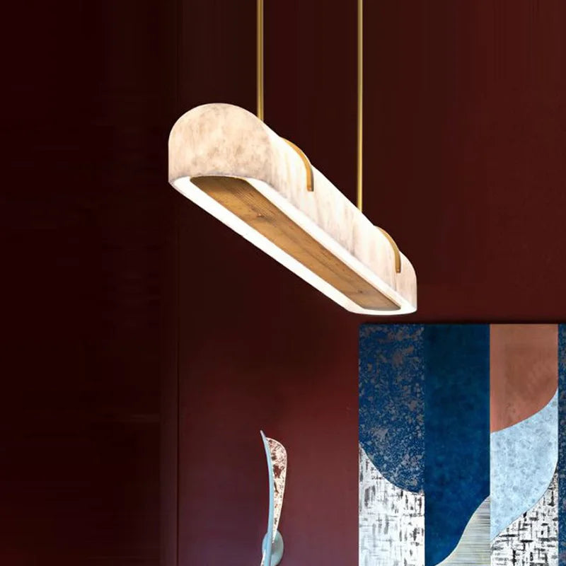 Modern Linear Kitchen Island Alabaster Pendant Light