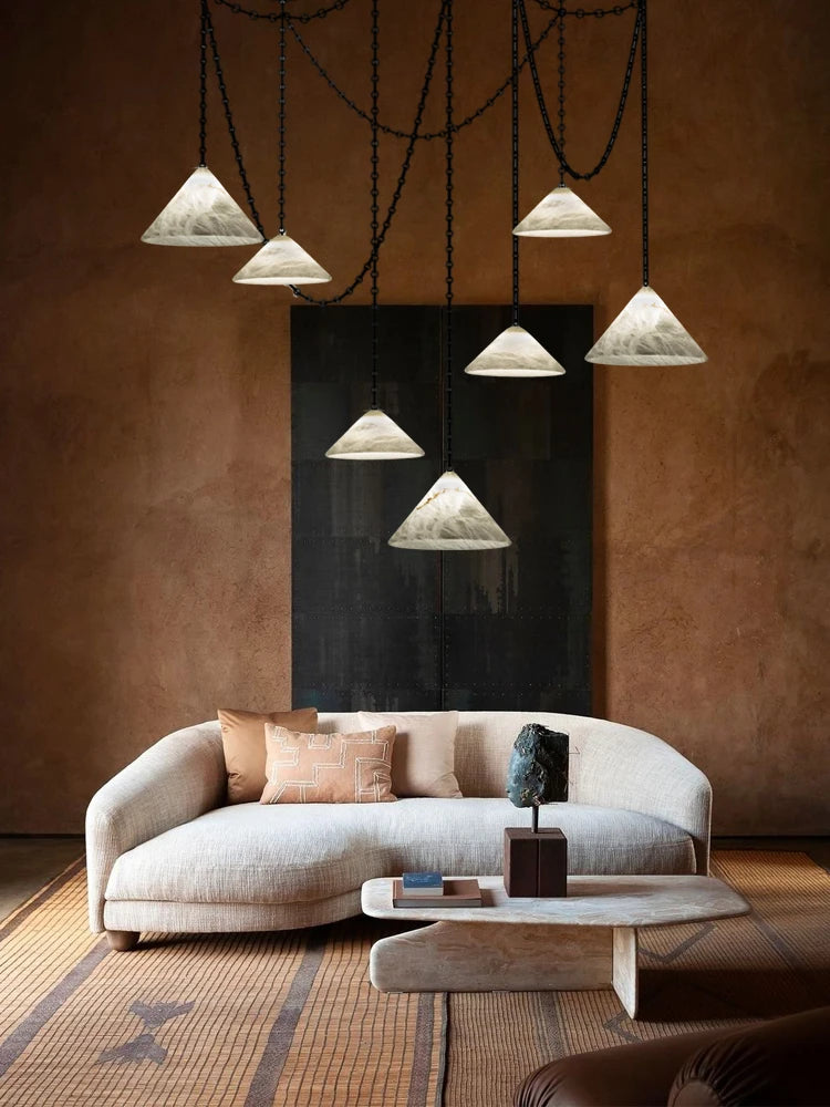 Etna Alabaster Pendant Light with Chain