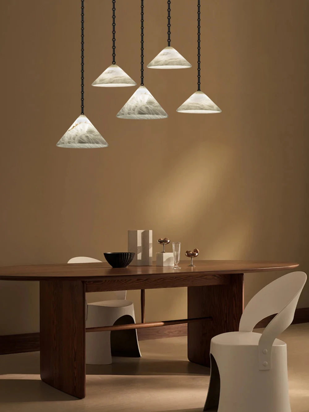 Etna Alabaster Pendant Light with Chain
