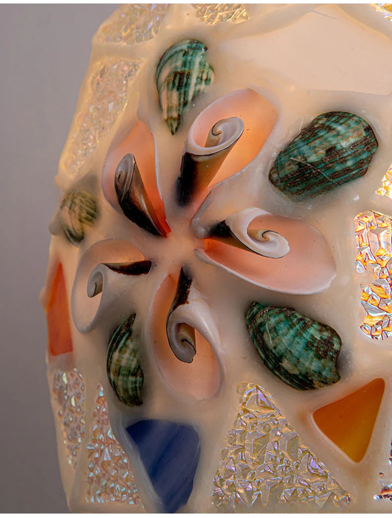 Colorful Shell Pendant Light, Coastal Boho Lighting, Natural Shell ...