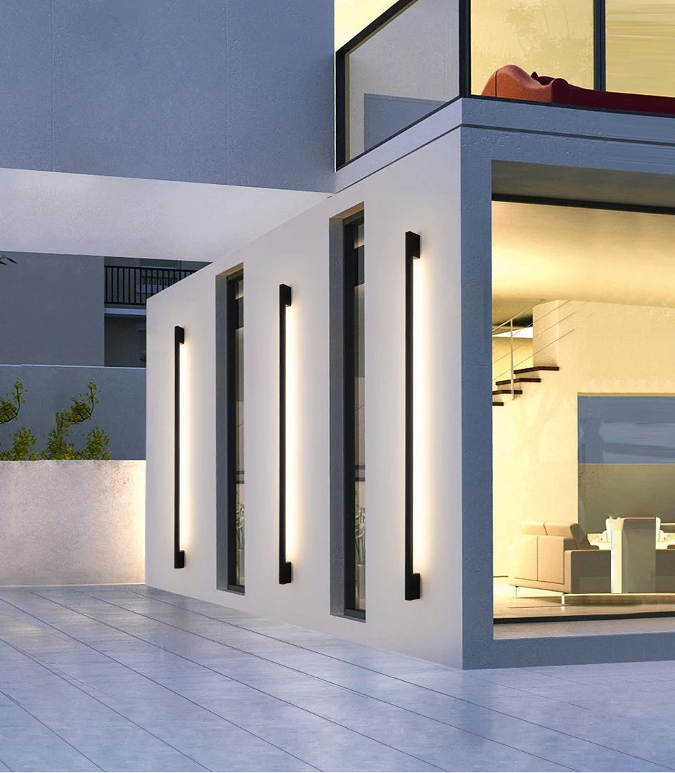 Minimalist Slim Black Waterproof LED Wall Light