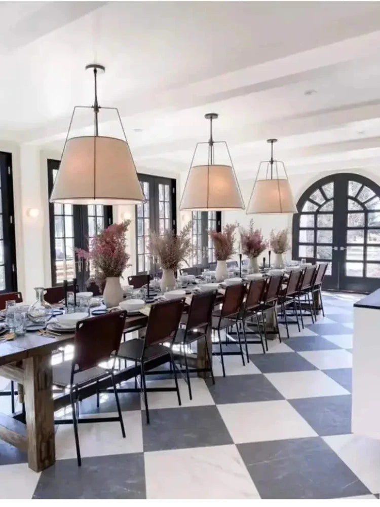 White Drum Cloth Pendant Light