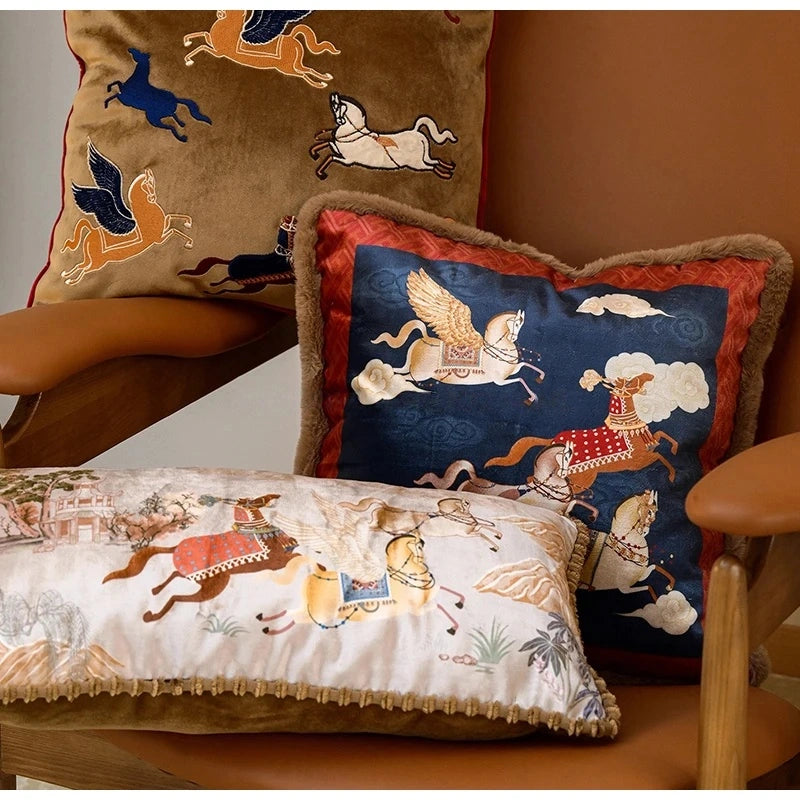 Mythical Winged Horse Decorative Cushion Cover