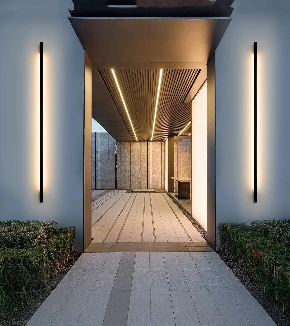Minimalist Slim Black Waterproof LED Wall Light