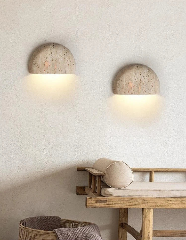 Matera Half Moon Travertine Wall Sconce