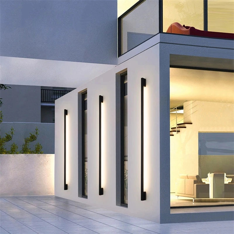 Minimalist Slim Black Waterproof LED Wall Light