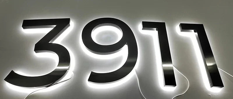 Modern Residential LED House Number Light, Outdoor & Waterproof