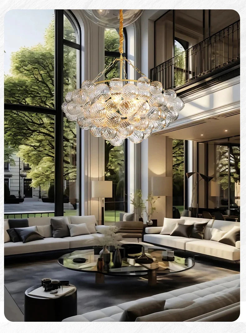 Colette Floating Bubbles 4-Tier Glass Chandelier