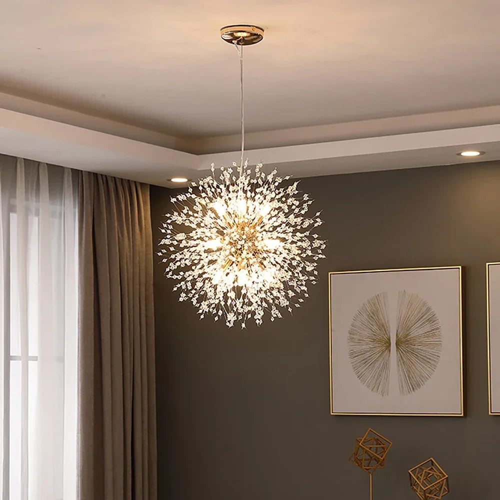 Dandelion Crystal Chandelier - Sparkling Light Fixture - Elegant ...