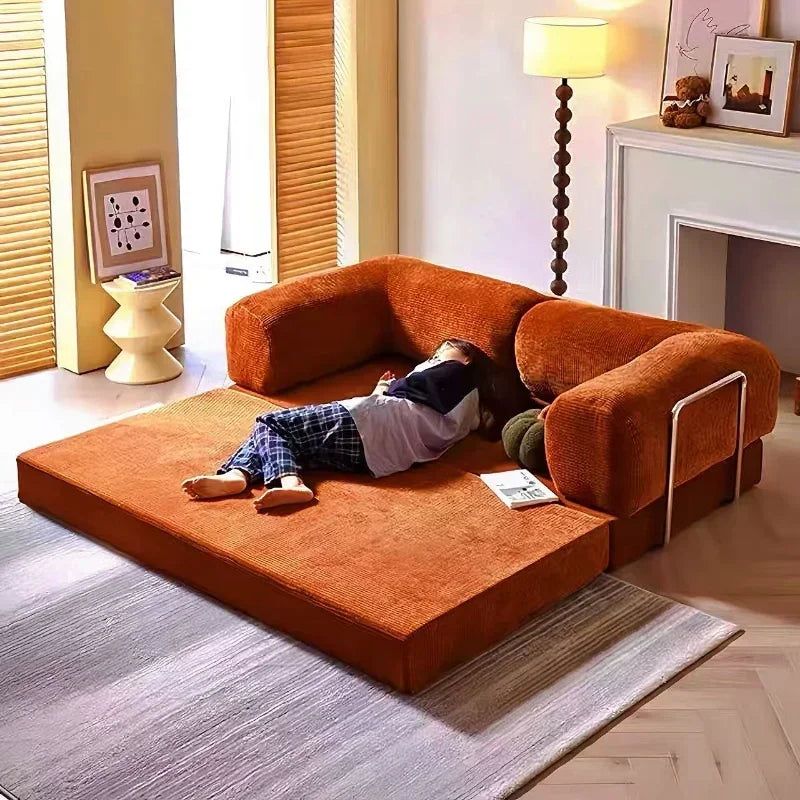 Foldable Corduroy Sofa Bed – Modern Minimalist Living Room Seating for Small Spaces
