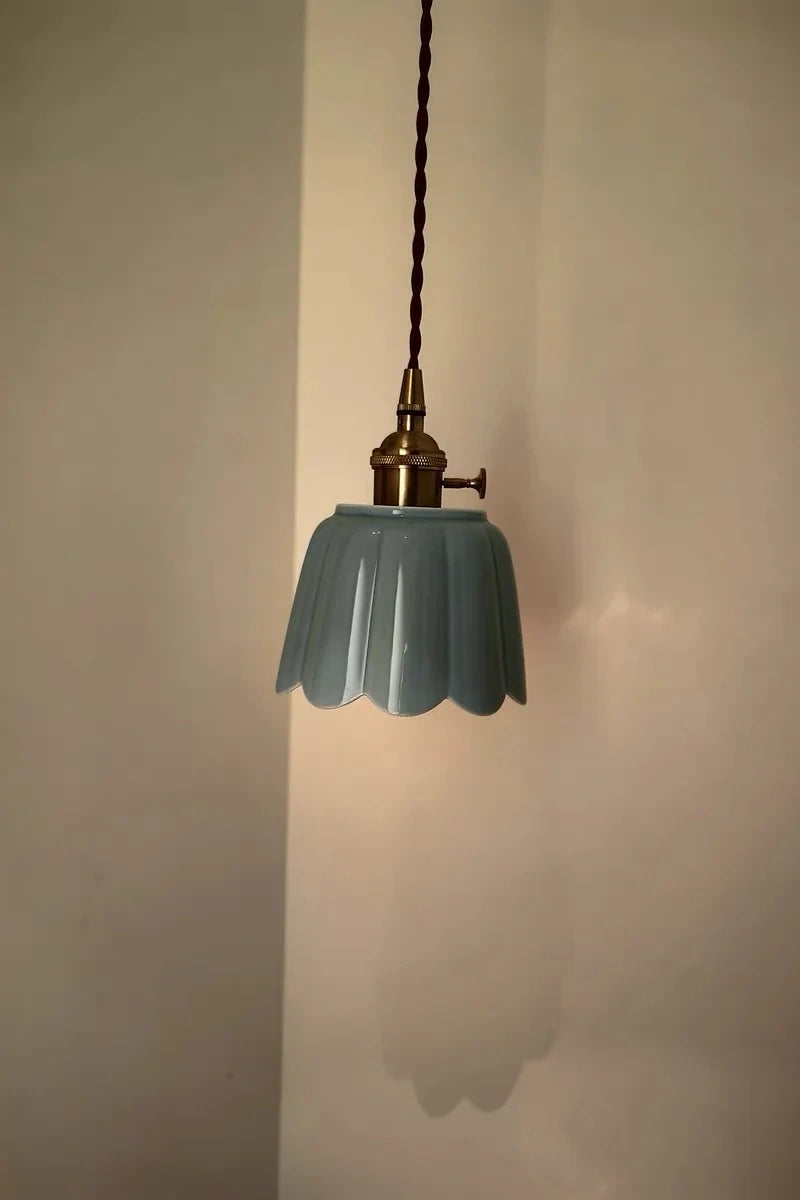 Celestine Floral Scalloped Ceramic Pendant Light