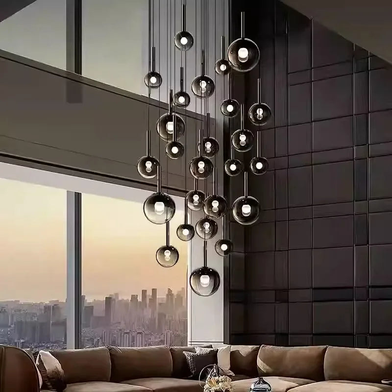 Sylvara Smoky Gray Glass Cluster Chandelier
