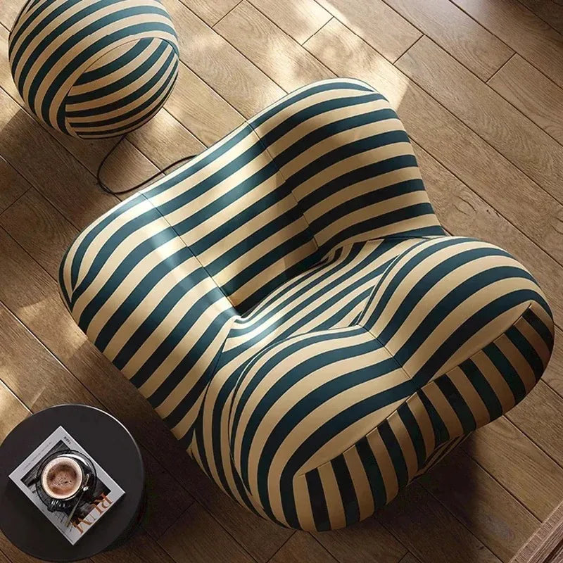Bauhaus Striped Bean Sofa with Ottoman