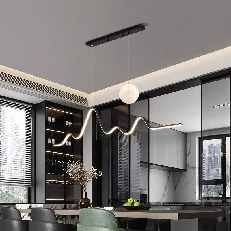 Forma Minimalist Arc LED Pendant Light with One Globe