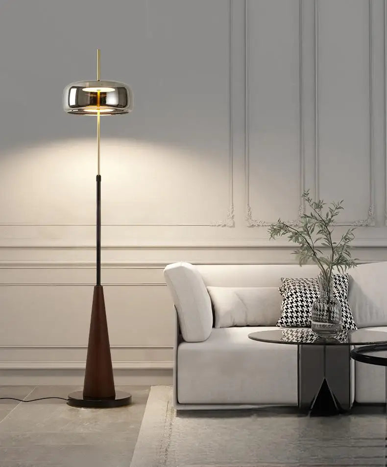 Mallory Glass Floor Lamp, Smoky Gray
