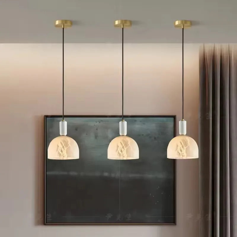 Luna Dome Alabaster Pendant Light