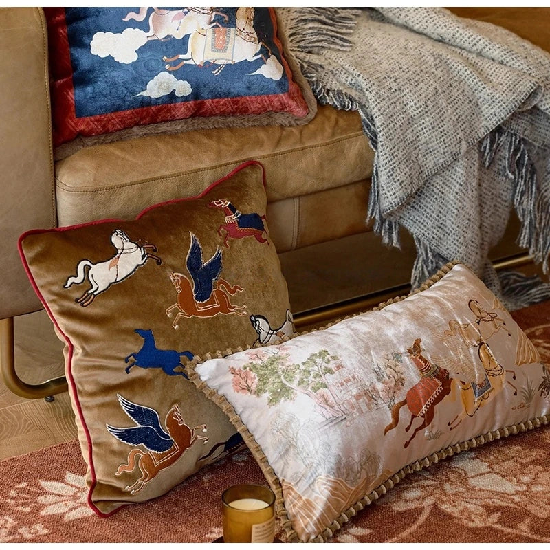 Mythical Winged Horse Decorative Cushion Cover